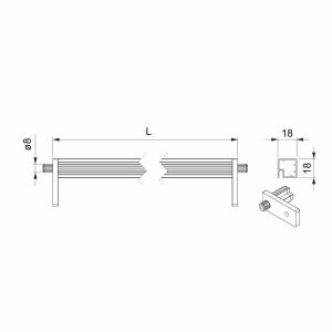 SIDELISTA 18X18X667MM ALUM TAPPIKIINNITYS Ø8MM