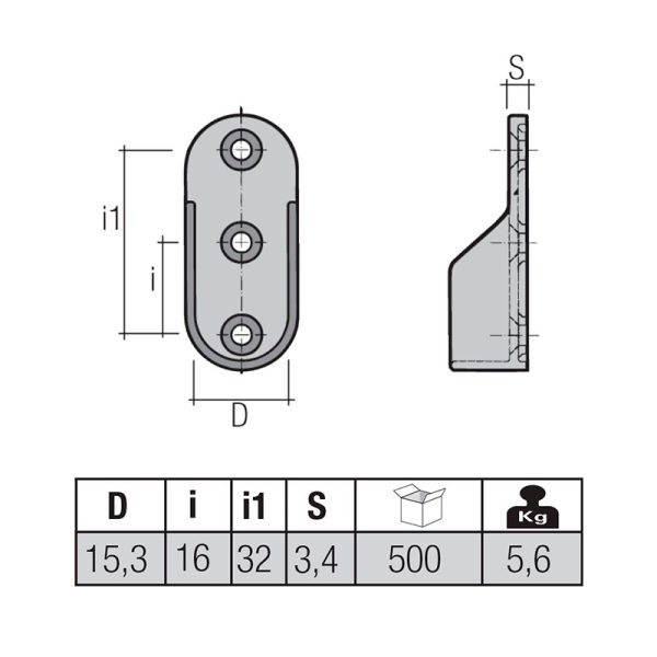 Ovaaliputkenkannatin 30x15 mm tappikiinnitys - Image 2